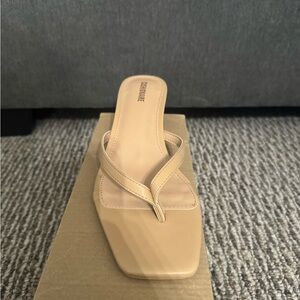 Beige Square-Toe Sandals